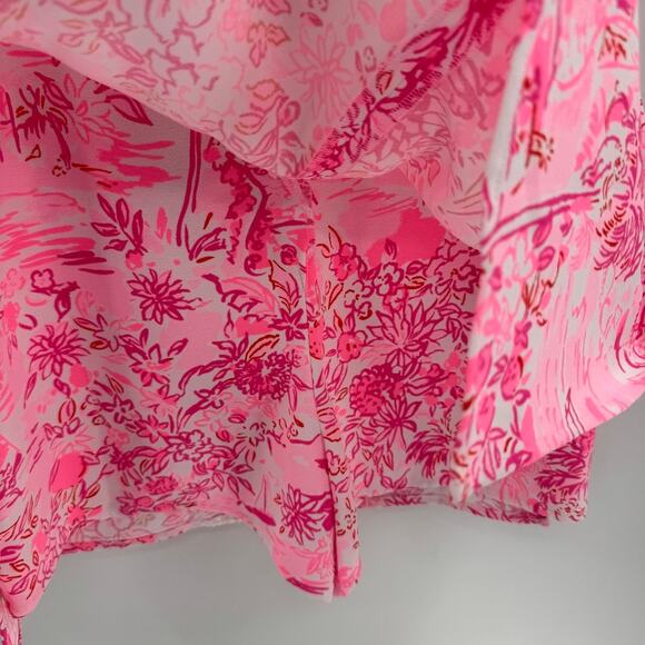 Lilly Pulitzer Ronnie Romper Sz 00 Pink White Embroidered Sleeveless - Picture 4 of 5